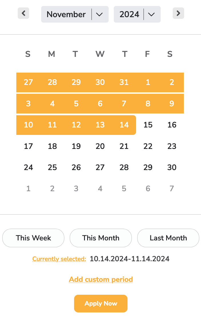 Reporting Date Picker Reporting Date Picker