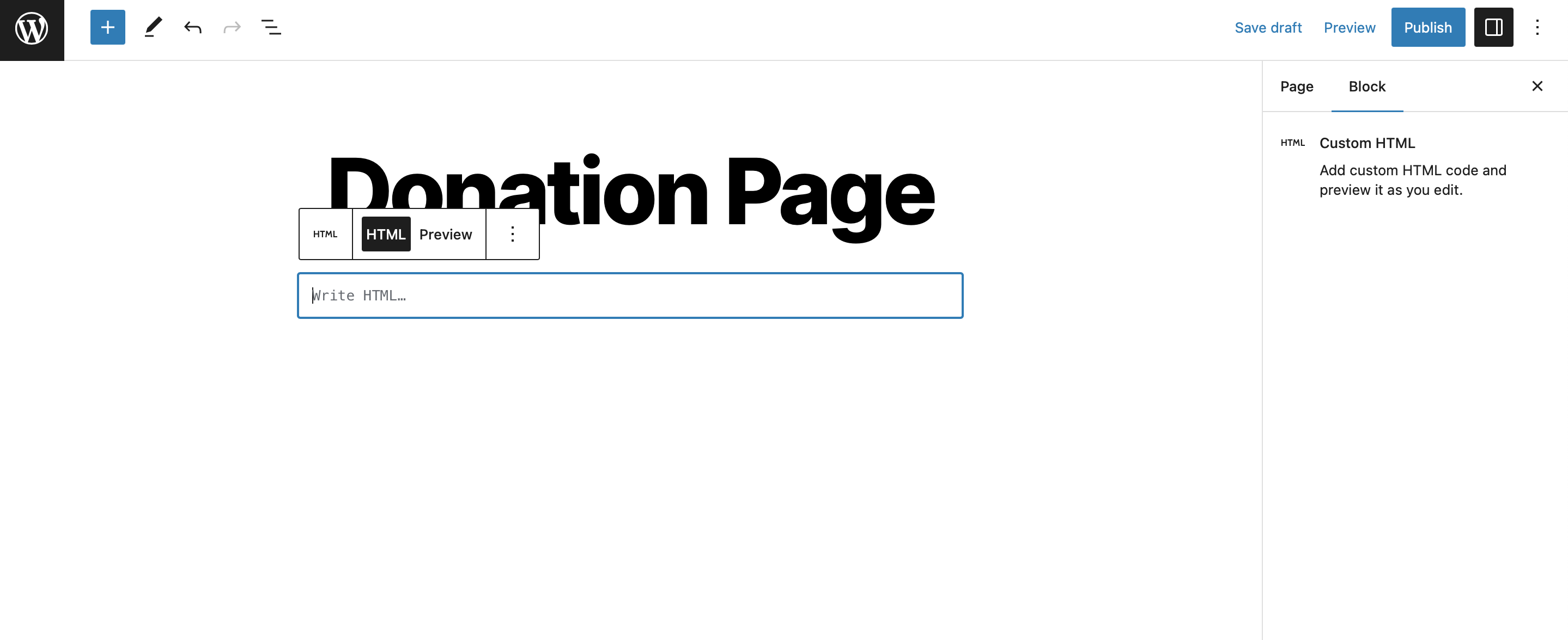 Wordpress Custom HTML Block Wordpress Custom HTML Block